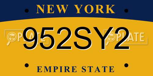 952SY2 New York License Plate