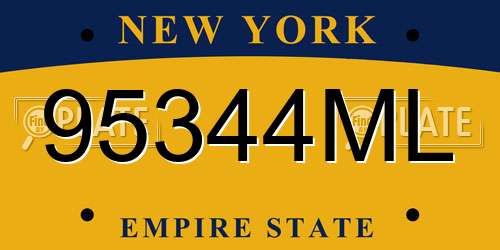 95344ML New York License Plate