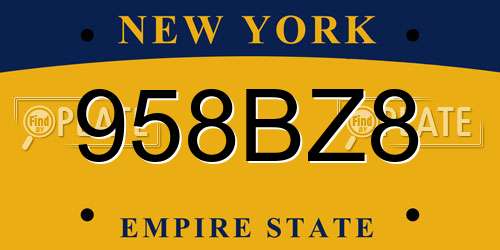 958BZ8 New York License Plate