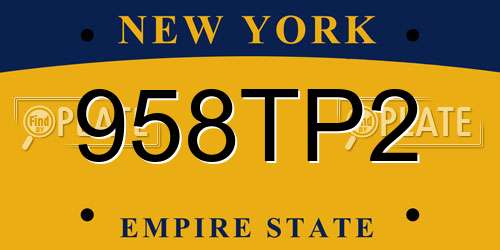 958TP2 New York License Plate