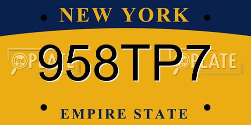 958TP7 New York License Plate