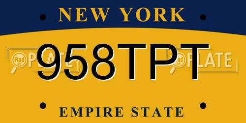 958TPT New York License Plate