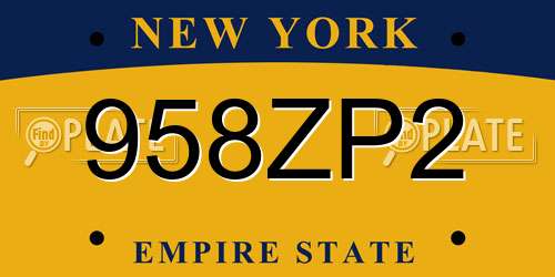 958ZP2 New York License Plate