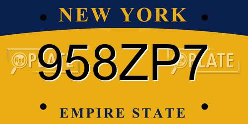 958ZP7 New York License Plate