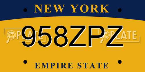958ZPZ New York License Plate