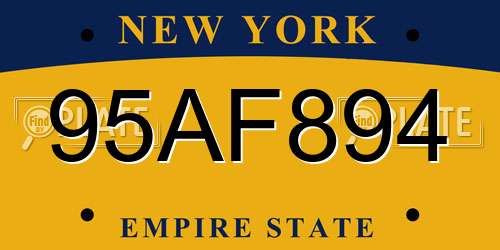 95AF894 New York License Plate