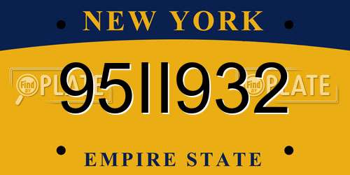 95II932 New York License Plate