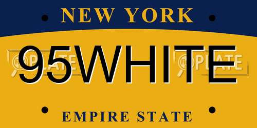 95WHITE New York License Plate