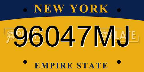 96047MJ New York License Plate