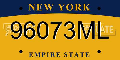 96073ML New York License Plate