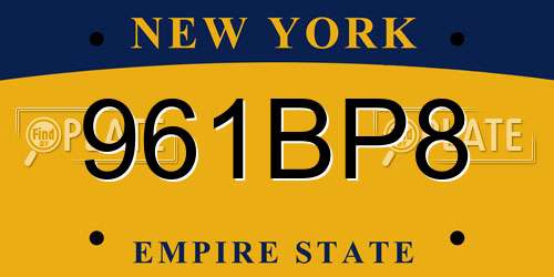 961BP8 New York License Plate