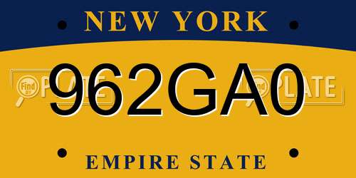 962GA0 New York License Plate