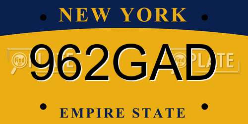 962GAD New York License Plate