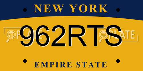 962RTS New York License Plate
