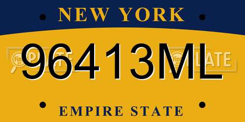 96413ML New York License Plate