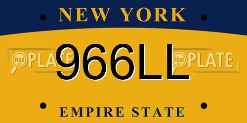 966LL New York License Plate