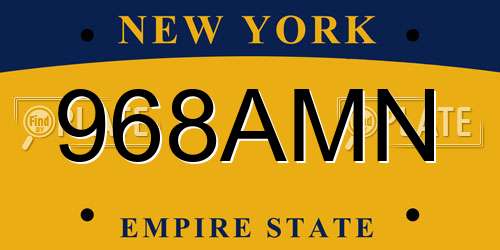 968AMN New York License Plate