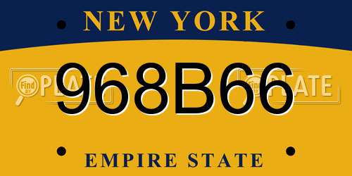 968B66 New York License Plate