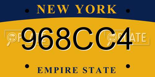 968CC4 New York License Plate