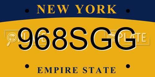 968SGG New York License Plate