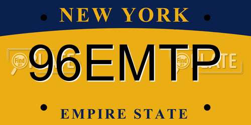 96EMTP New York License Plate