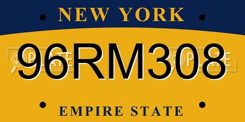 96RM308 New York License Plate