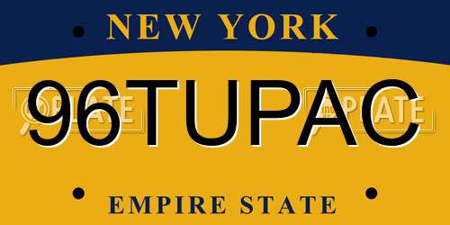 96TUPAC New York License Plate