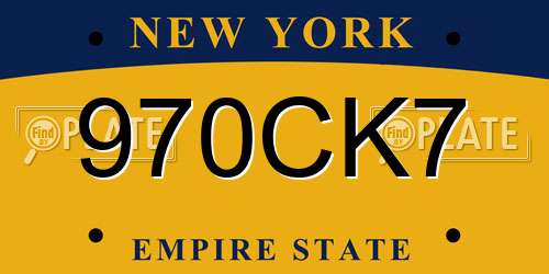 970CK7 New York License Plate