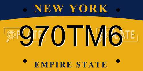 970TM6 New York License Plate