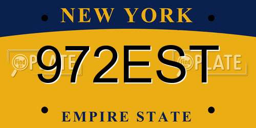 972EST New York License Plate
