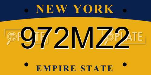 972MZ2 New York License Plate