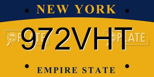 972VHT New York License Plate
