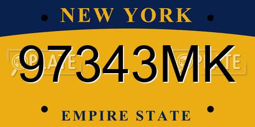 97343MK New York License Plate