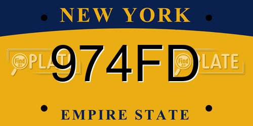 974FD New York License Plate