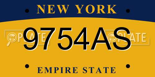 9754AS New York License Plate