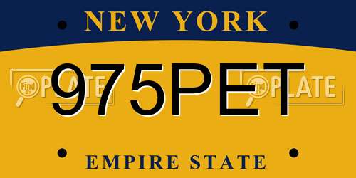 975PET New York License Plate