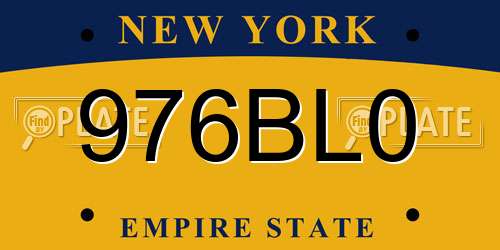976BL0 New York License Plate