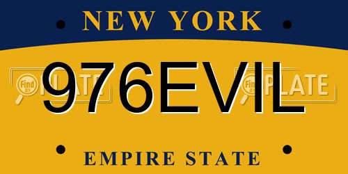 976EVIL New York License Plate