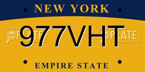 977VHT New York License Plate