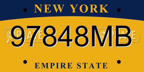 97848MB New York License Plate