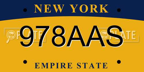 978AAS New York License Plate