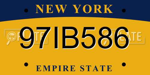 97IB586 New York License Plate