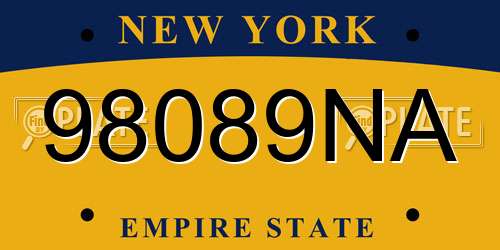 98089NA New York License Plate