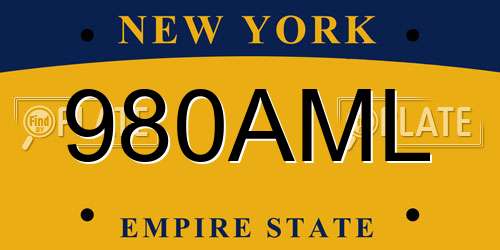 980AML New York License Plate