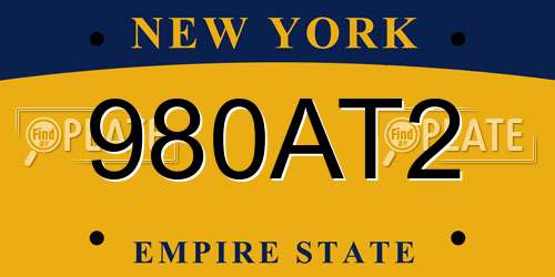 980AT2 New York License Plate