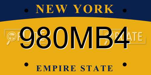 980MB4 New York License Plate