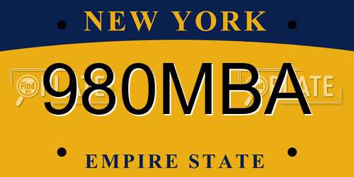 980MBA New York License Plate