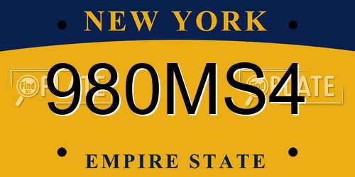 980MS4 New York License Plate
