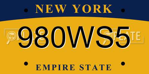 980WS5 New York License Plate