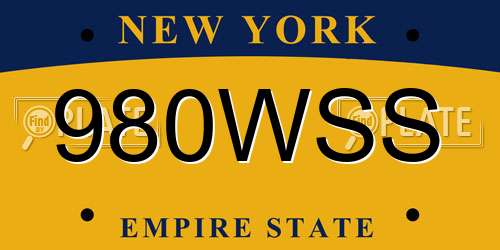 980WSS New York License Plate